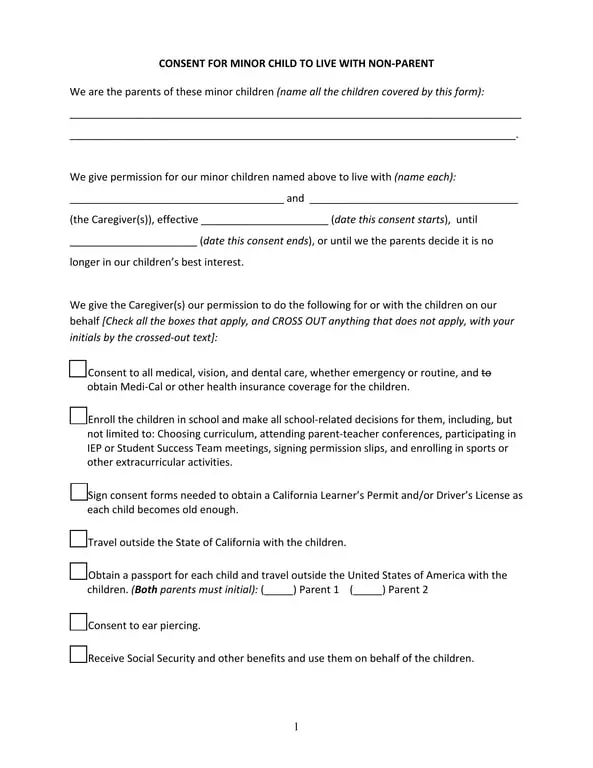 Get the most current California Child Caregiver Consent and Responsibilities Agreement form now