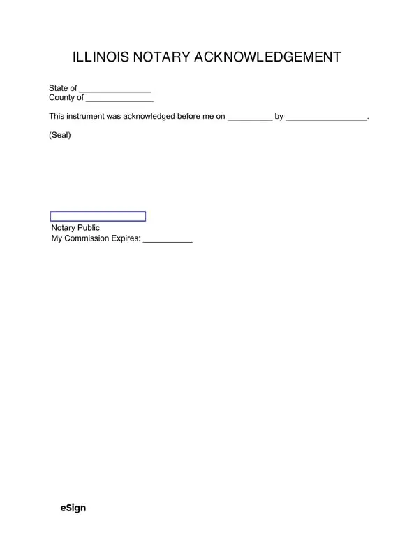 Get the most current Illinois Notary Acknowledgment and Cash Receipt Document form now