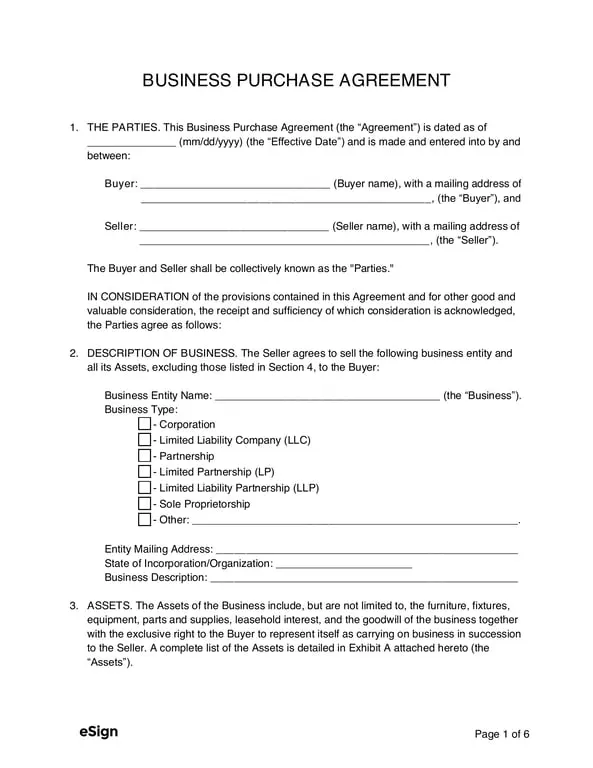 Get the most current Business Purchase Agreement Overview for Legal Business Transfers form now
