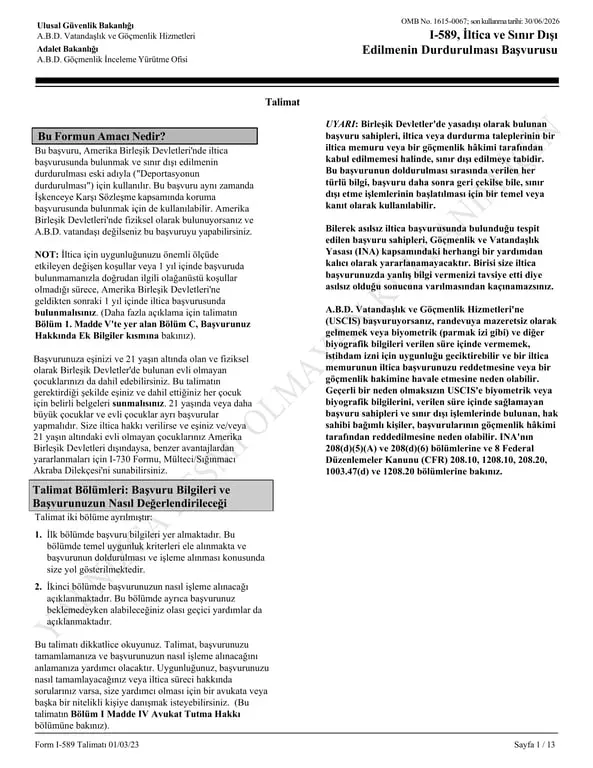 Get the most current I-589 Application for Asylum and Withholding of Removal - USCIS form now