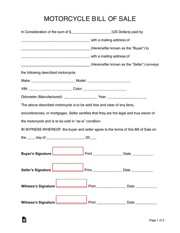 Get the most current Motorcycle Sales Agreement Details and Validation Process form now