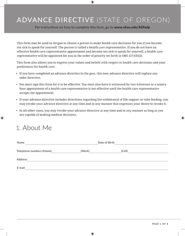 Get the most current Oregon Advance Directive - Choosing Your Healthcare Representative Under ORS 127.531 form now