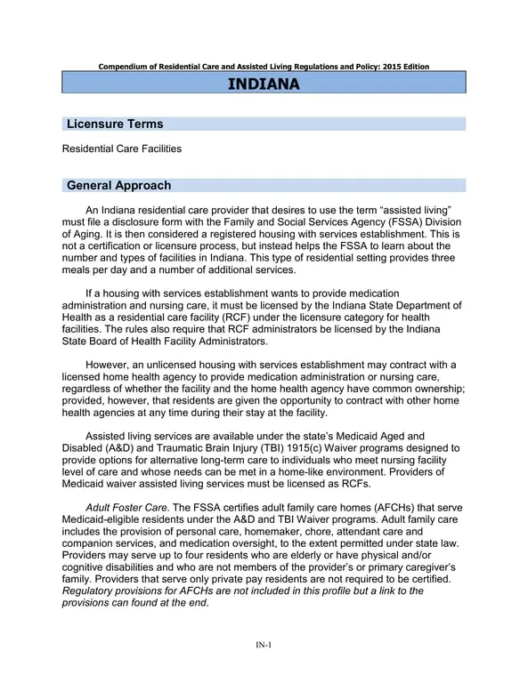 Get the most current Indiana IN-1 Dietary Requirements for Registered Assisted Living Facilities form now