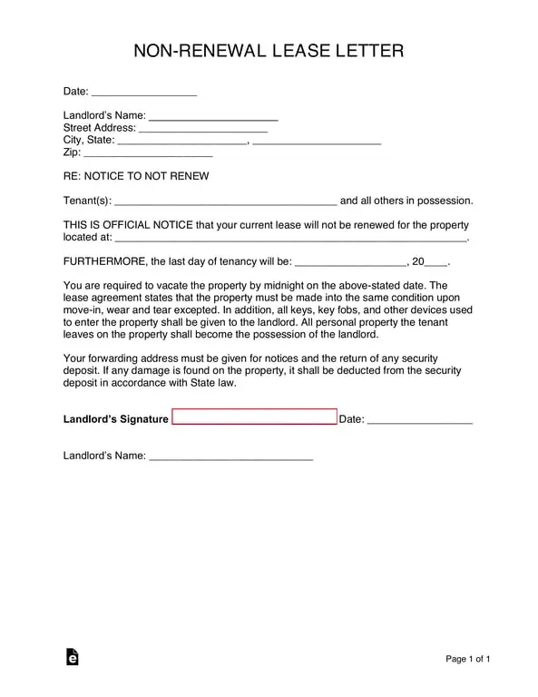 Get the most current Alabama Non-Renewal Lease Letter and Tenant Responsibilities form now