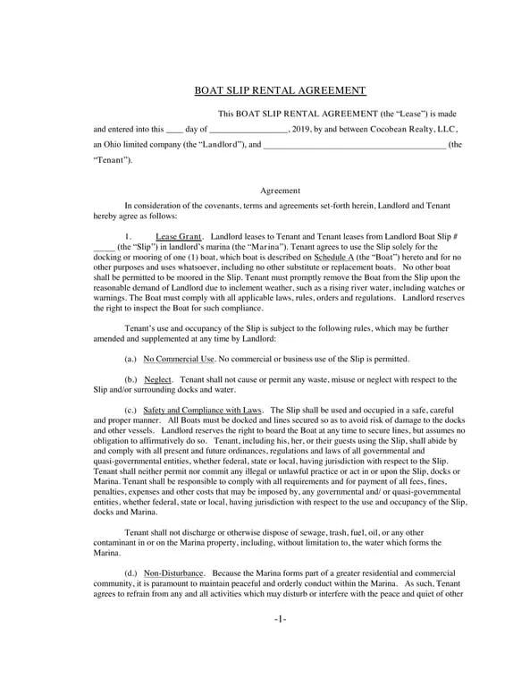 Get the most current West Virginia Boat Slip Rental Agreement form now