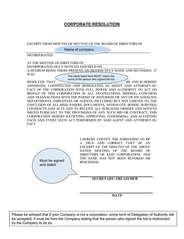 Get the most current Corporate Resolution - Director's Board Meeting Extract and Agent Appointment form now
