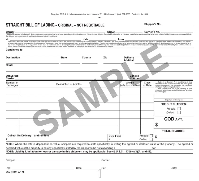 Get the most current Delaware Straight Bill of Lading - Contract for Shipment Receipt and Delivery form now