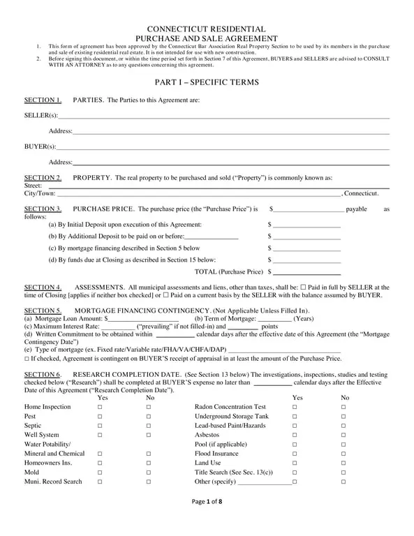 Get the most current Connecticut Residential Purchase and Sale Agreement Summary form now