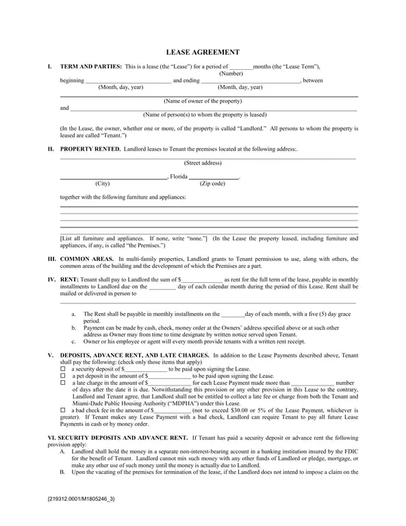 Get the most current Florida Lease Agreement Basic Details form now