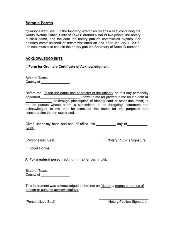 Get the most current Texas Notary Acknowledgment for Child Travel Consent form now