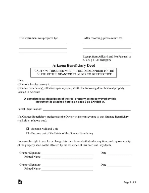 Get the most current Arizona Beneficiary Deed for Estate Planning and Property Transfer form now