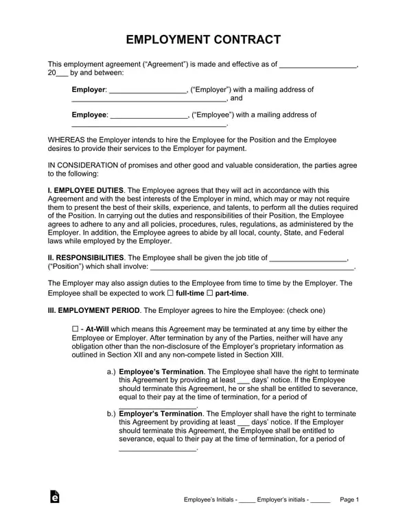 Get the most current Employment Contract Agreement Detailing Terms and Responsibilities form now