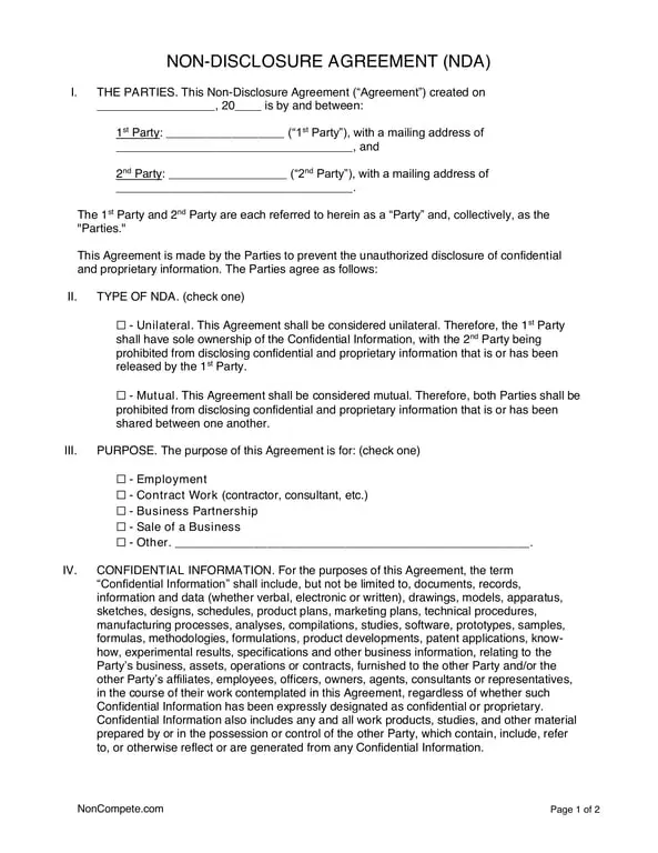 Get the most current Non-Disclosure Agreement for Protecting Confidential Information - NDA form now