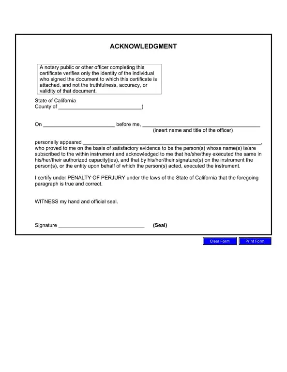 Get the most current California Notary Acknowledgment Receipt Verification form now