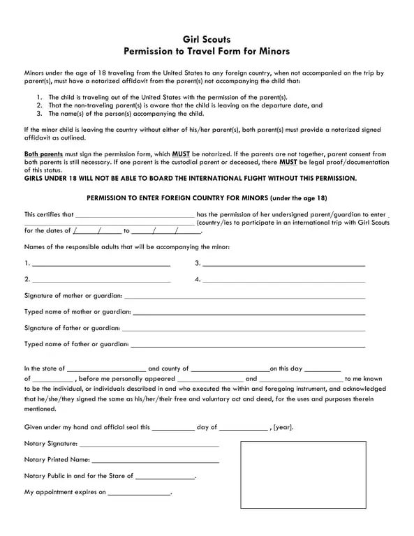 Get the most current Utah Girl Scouts International Travel Consent for Minors form now