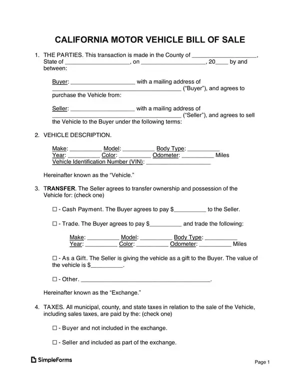 Get the most current California Motor Vehicle Ownership Transfer Record form now