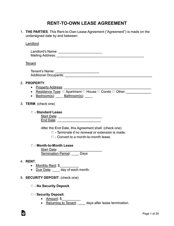 Get the most current Official Rent-to-Own Lease Agreement Document Details and Terms form now