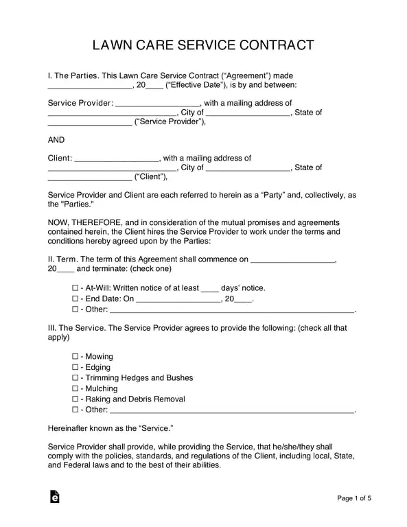 Get the most current Government Lawn Care Service Contract Agreement form now