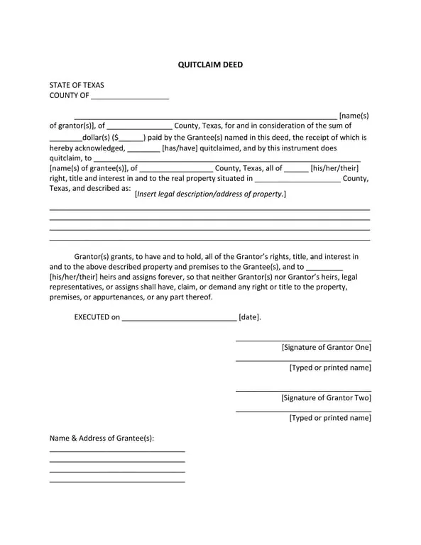 Get the most current Texas Quit Claim Deed - Transfer Property Rights Documentation form now