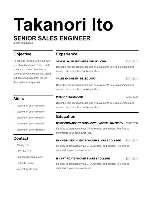 Get the most current Modern bold sales resume form now