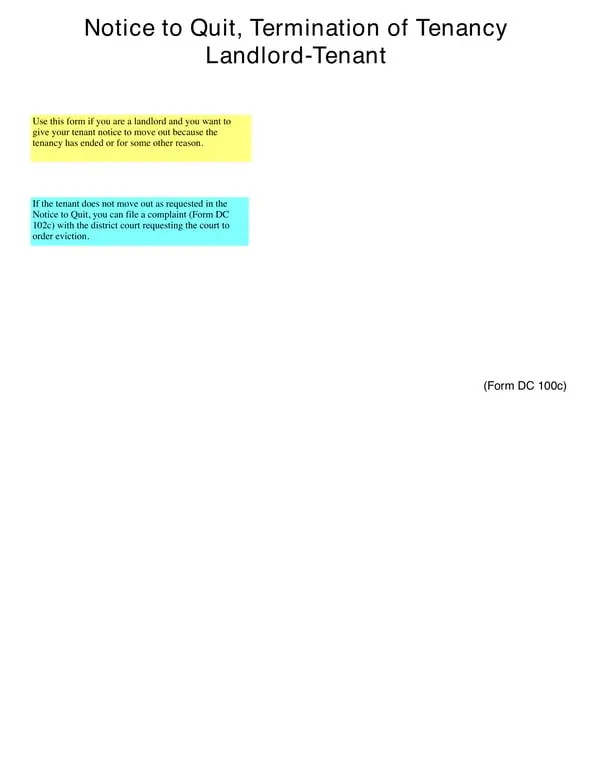 Get the most current Michigan Termination of Tenancy Notice - Form DC 100c form now