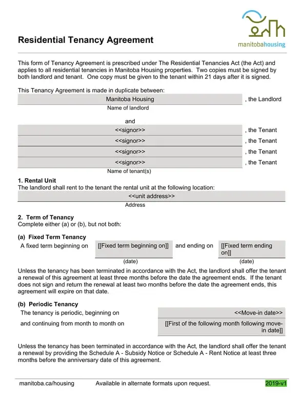 Get the most current Manitoba Residential Tenancy Agreement - Legal Rental Terms and Conditions form now
