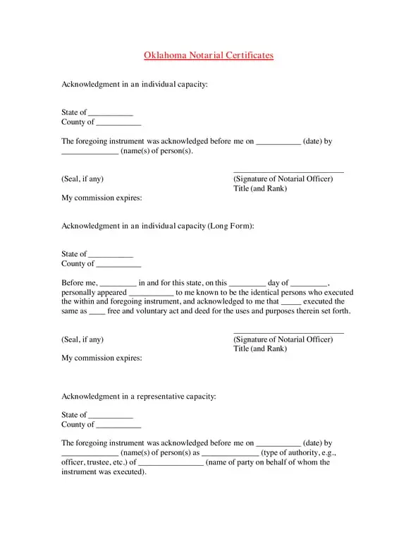 Get the most current Oklahoma Notarial Certificates Authenticity Verification form now