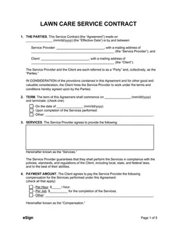 Lawn Care Service Contract Agreement Overview form preview