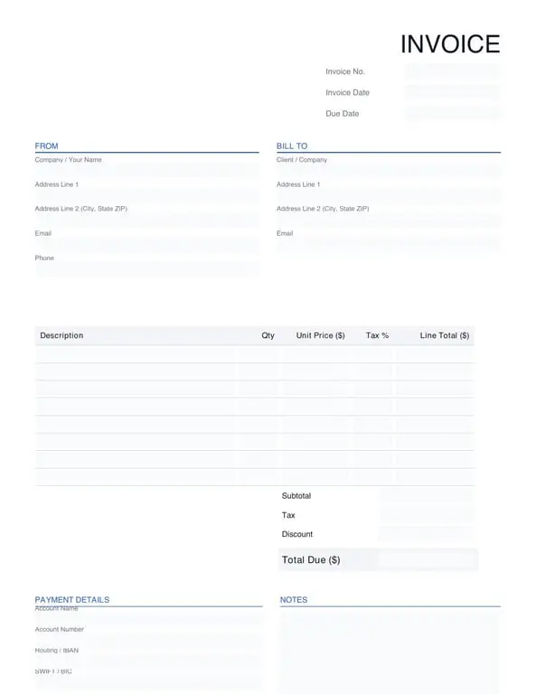 Get the most current Fillable Invoice 2026 form now