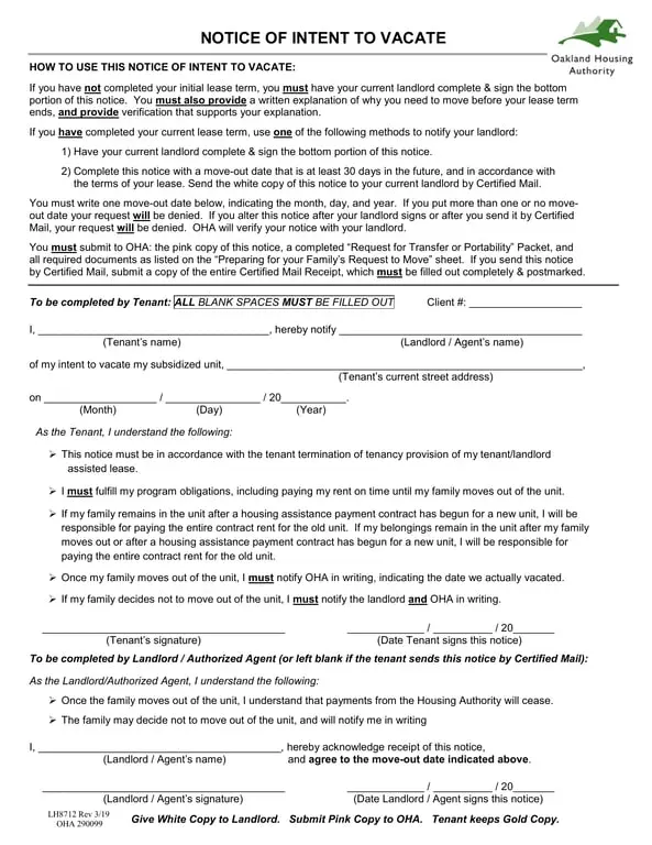 Get the most current 30-Day Notice of Intent to Vacate Acknowledgment form now