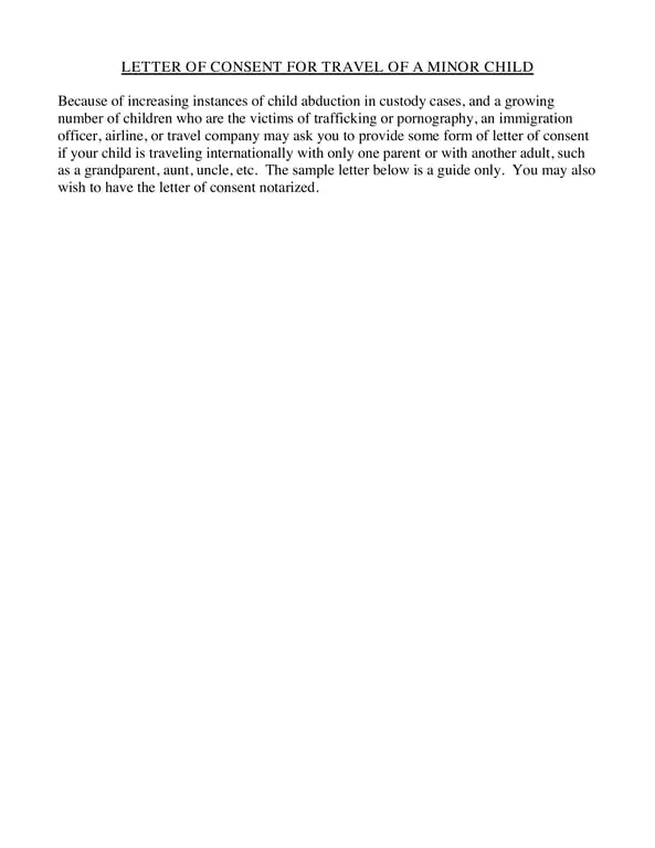 Get the most current Minor Child International Travel Consent Documentation form now