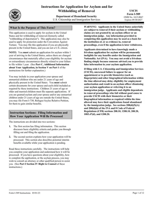Get the most current I-589 - Your Path to Asylum and Protection in the US form now