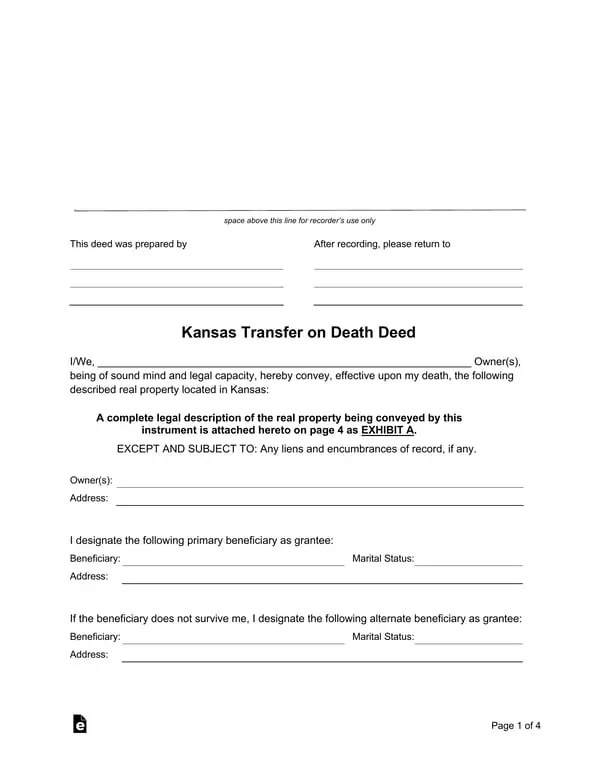 Get the most current Kansas Property Transfer on Death Deed for Beneficiaries form now