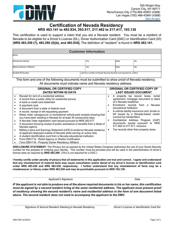 Get the most current Nevada Residence Affidavit form now