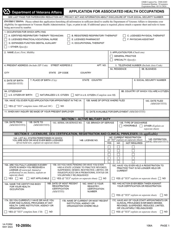 Get the most current VA 10-2850c – VA Credentialing and Privileging Request form now