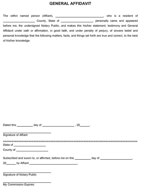 Get the most current Affidavit Form form now