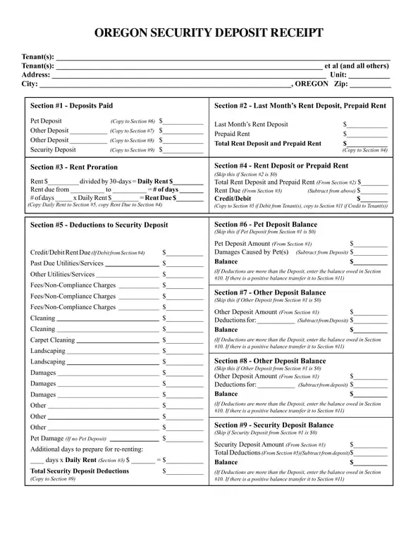 Get the most current Oregon Security Deposit Deduction Calculator and Record form now