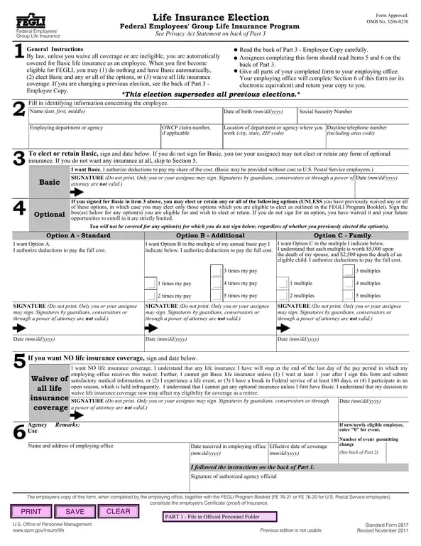 Get the most current SF 2822 Request for Insurance FEGLI Program for Federal Employees form now