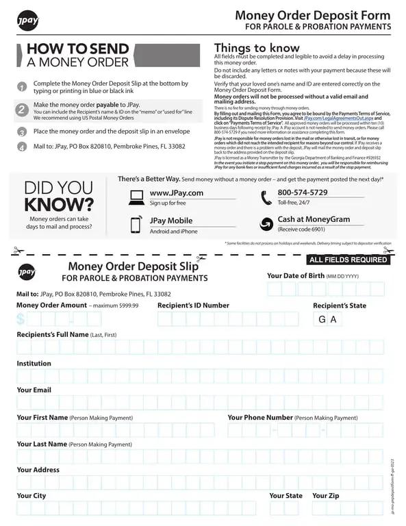 Get the most current Georgia Money Order Deposit Slip Guidance form now