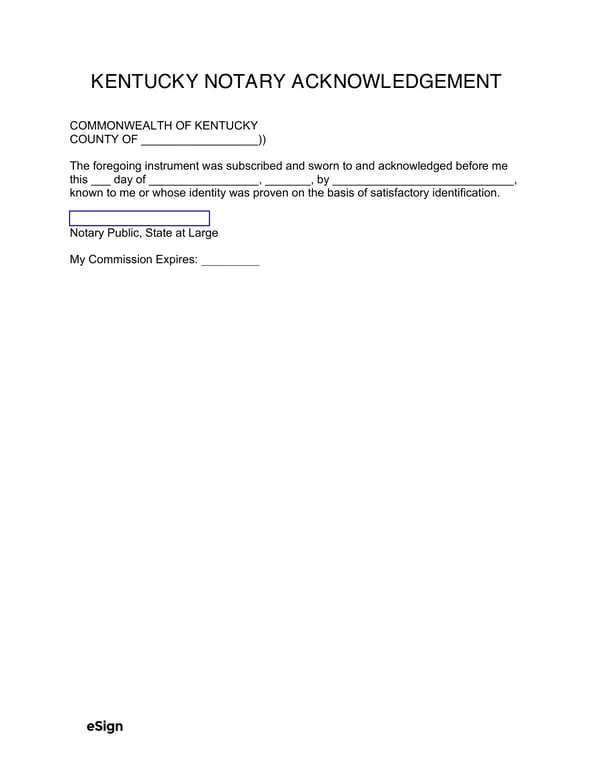 Get the most current Kentucky Notary Acknowledgment Cash Receipt form now
