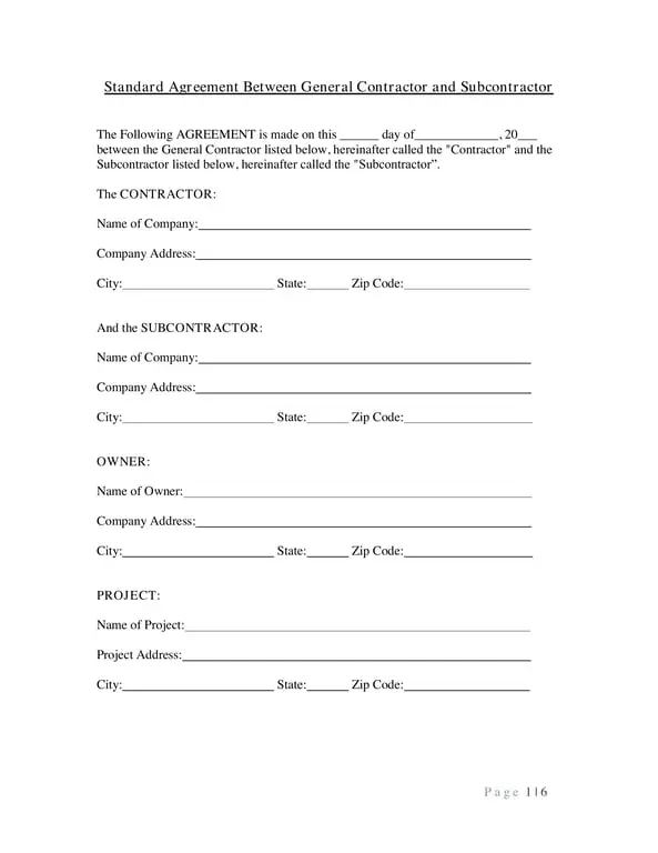 Get the most current Standard Construction Subcontractor Agreement Details form now