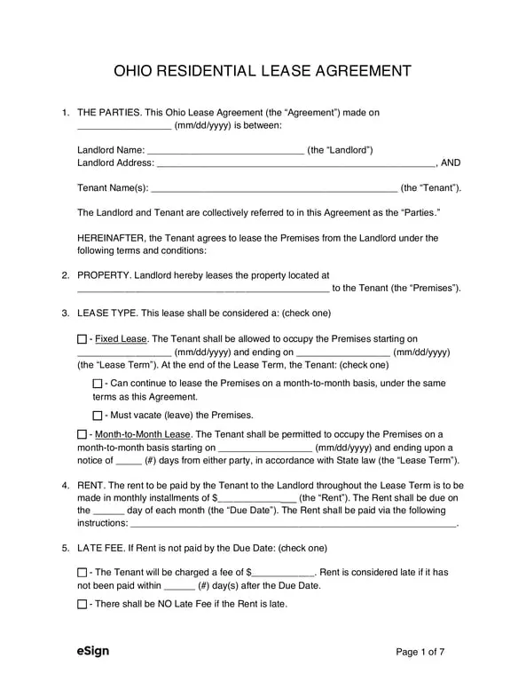 Get the most current Ohio Residential Lease Agreement Basics form now
