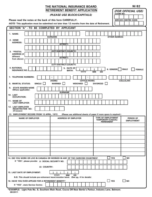 Get the most current Jamaica NIS Retirement Benefit Application Guide form now