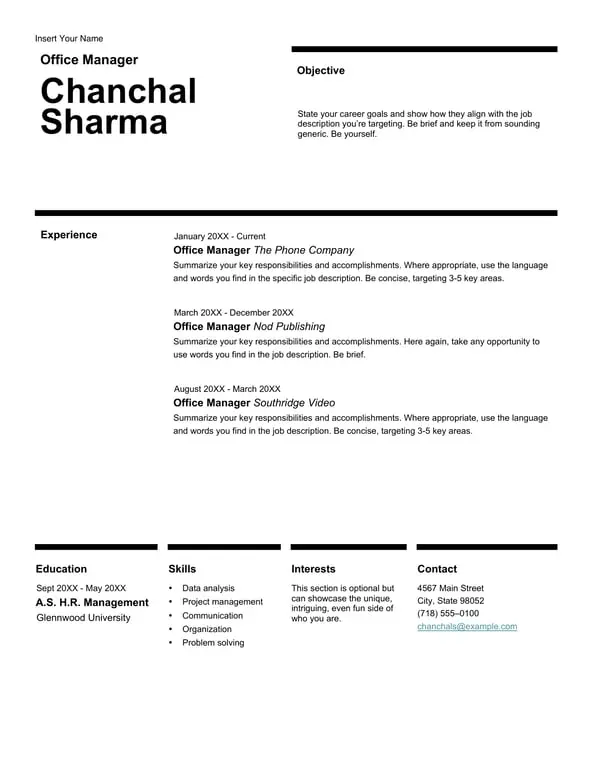 Get the most current Swiss design resume form now
