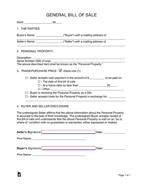 Get the most current Personal Property Bill of Sale Details and Procedure form now