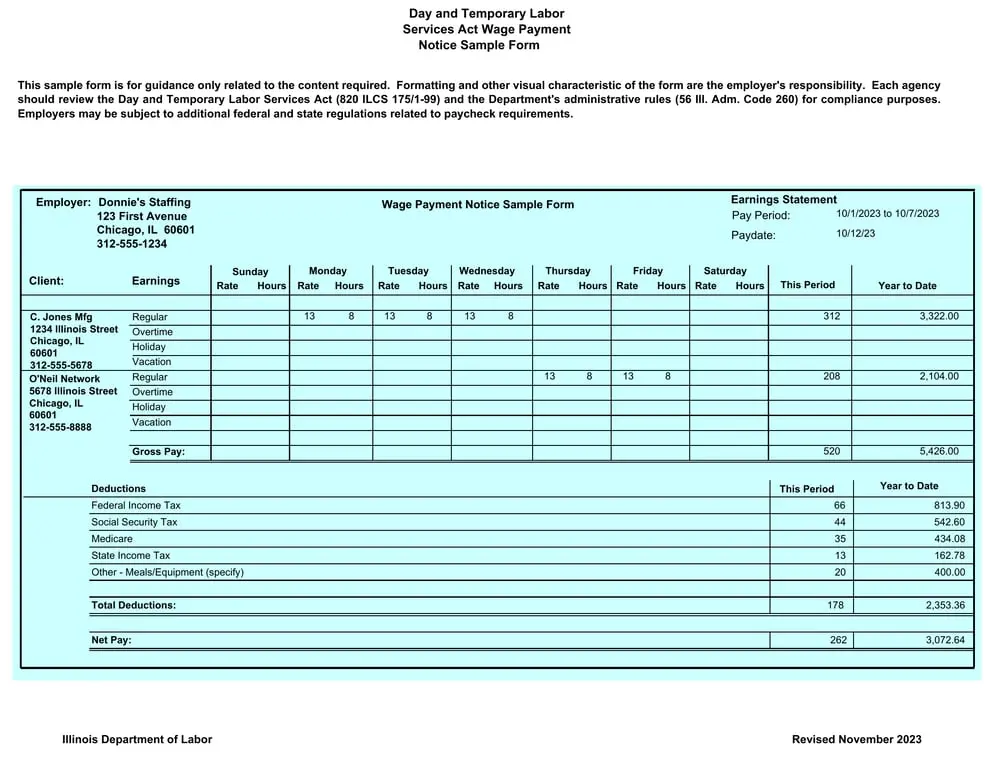 Get the most current Illinois Wage Payment Notice Sample - Comprehensive Salary Record form now