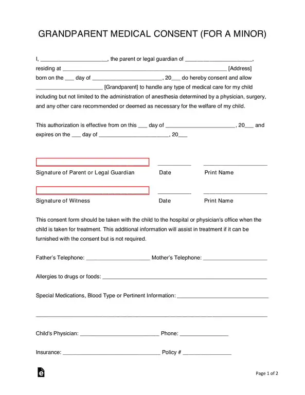 Get the most current Grandparent Child Medical Consent Authorization form now