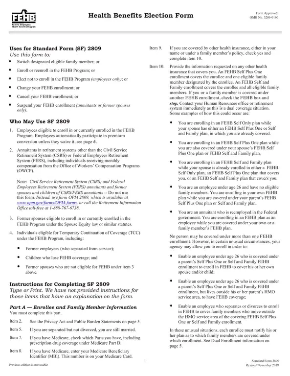Get the most current SF 2809 - Health Benefits Election for Federal Employees form now