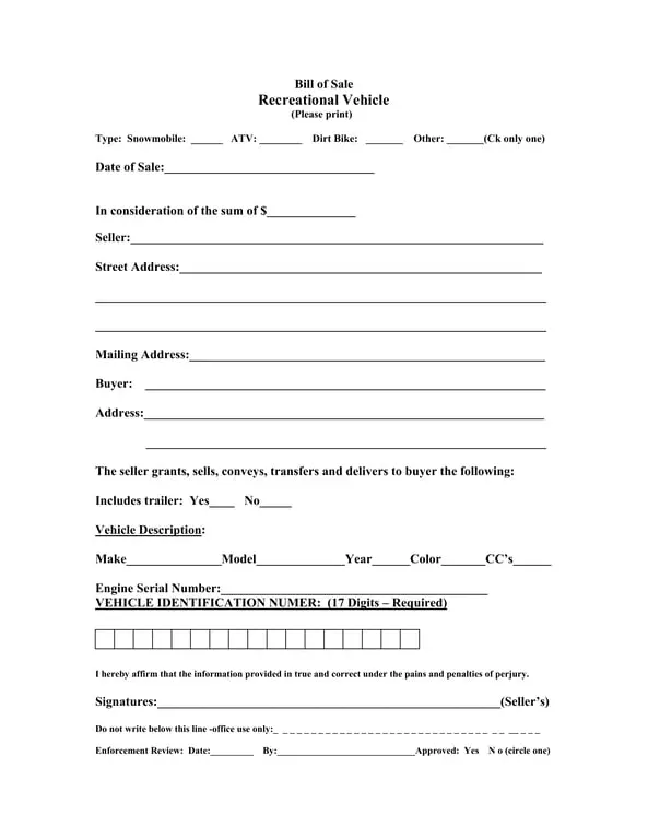 Get the most current ATV Ownership Transfer Documentation form now