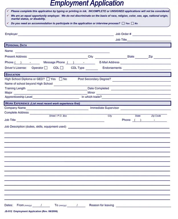 Get the most current Job Application Form – Candidate Information & Application Submission form now